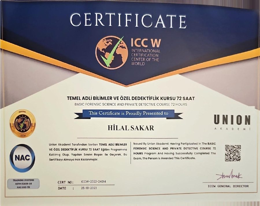 Temel Adli Bilimler ve Özel Dedektiflik kursu sertifikası küçük önizlemesi